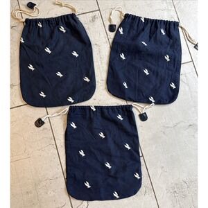 American Airlines Amenity Kit - Set of 3 Blue Draw String Bags.